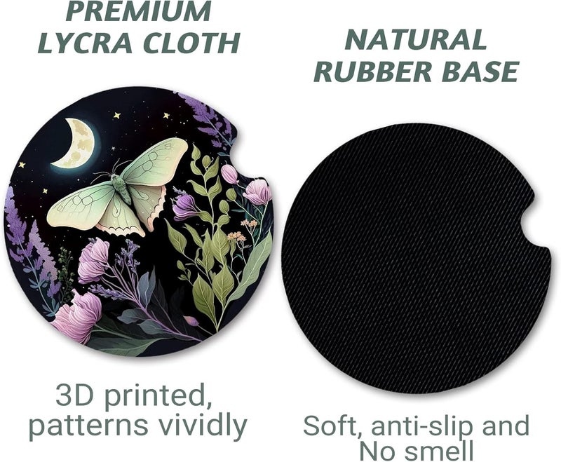 Yonlevres Car Coasters for Cup Holders，2.75" Anti Slip Rubber Mat with A Finger Notch, 2 Pack Car Cup Holder Coasters for Car Interior Accessories for Women Men Butterfly - Image 5